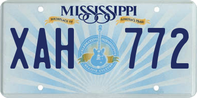 MS license plate XAH772