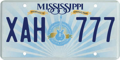 MS license plate XAH777