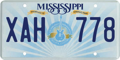 MS license plate XAH778