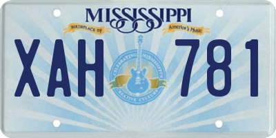 MS license plate XAH781