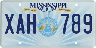 MS license plate XAH789