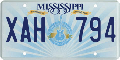 MS license plate XAH794