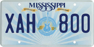 MS license plate XAH800