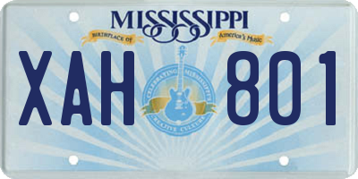 MS license plate XAH801