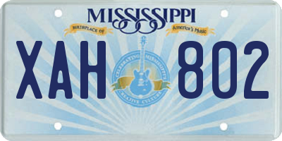 MS license plate XAH802