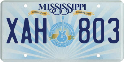 MS license plate XAH803
