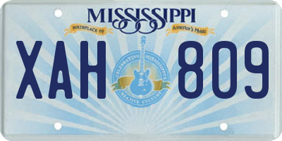 MS license plate XAH809