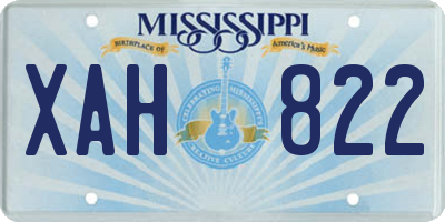 MS license plate XAH822