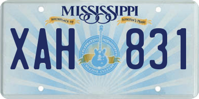 MS license plate XAH831