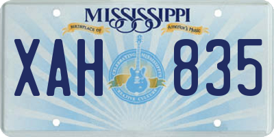 MS license plate XAH835