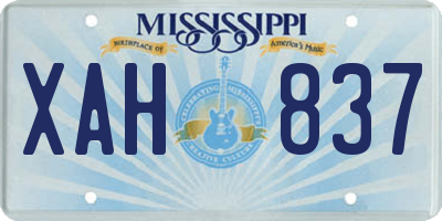 MS license plate XAH837