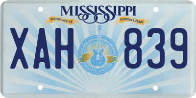 MS license plate XAH839