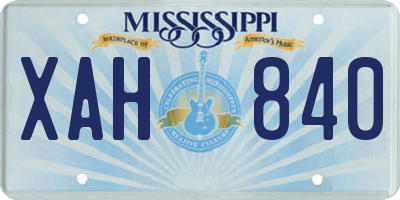 MS license plate XAH840