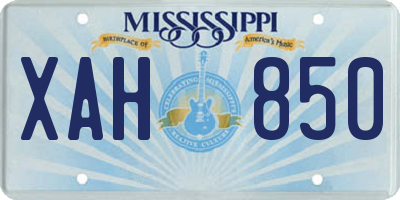 MS license plate XAH850