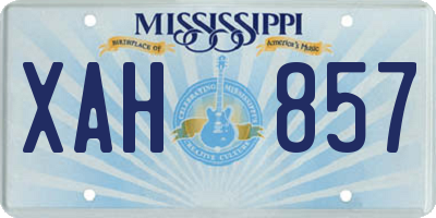 MS license plate XAH857