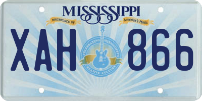 MS license plate XAH866