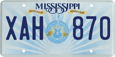 MS license plate XAH870