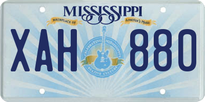 MS license plate XAH880