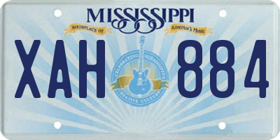 MS license plate XAH884
