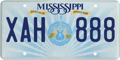 MS license plate XAH888