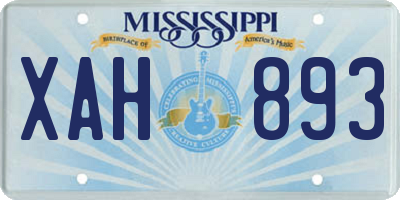 MS license plate XAH893