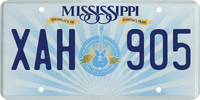 MS license plate XAH905