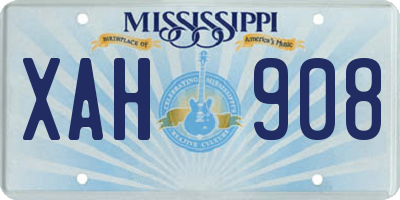 MS license plate XAH908