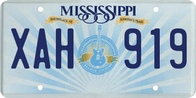 MS license plate XAH919