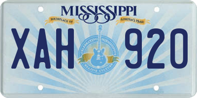 MS license plate XAH920