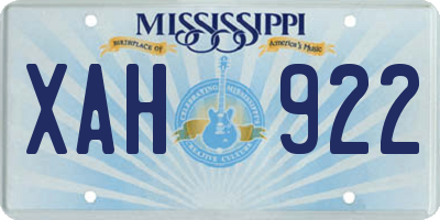 MS license plate XAH922