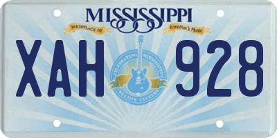 MS license plate XAH928
