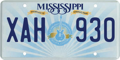 MS license plate XAH930