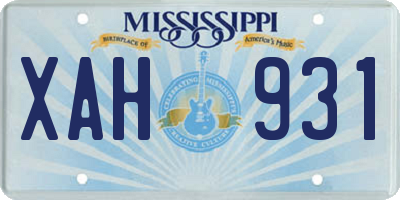 MS license plate XAH931