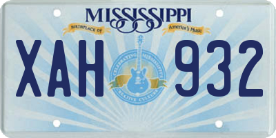 MS license plate XAH932