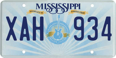 MS license plate XAH934