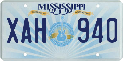 MS license plate XAH940