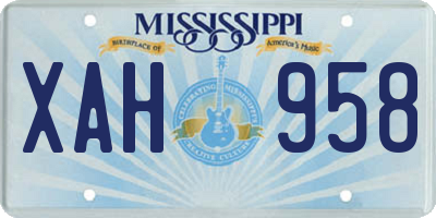 MS license plate XAH958