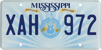 MS license plate XAH972