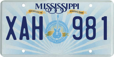 MS license plate XAH981