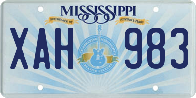 MS license plate XAH983