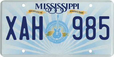MS license plate XAH985