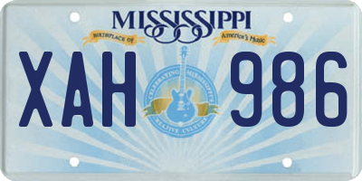 MS license plate XAH986