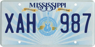 MS license plate XAH987