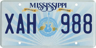 MS license plate XAH988
