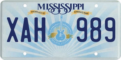 MS license plate XAH989
