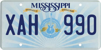 MS license plate XAH990