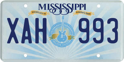 MS license plate XAH993