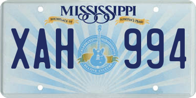 MS license plate XAH994