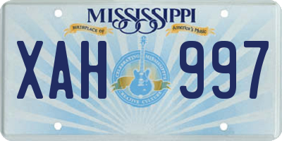 MS license plate XAH997