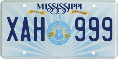 MS license plate XAH999